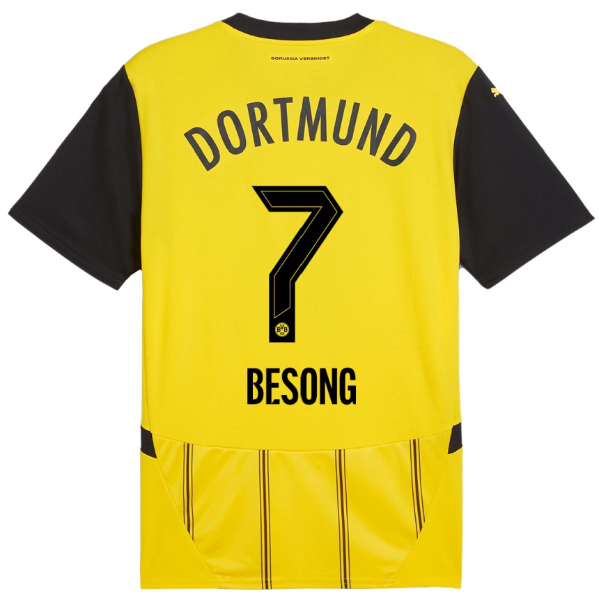 Kids Football Paul-Philipp Besong #7 Yellow Black Home Jersey 2024/25 T-Shirt Australia