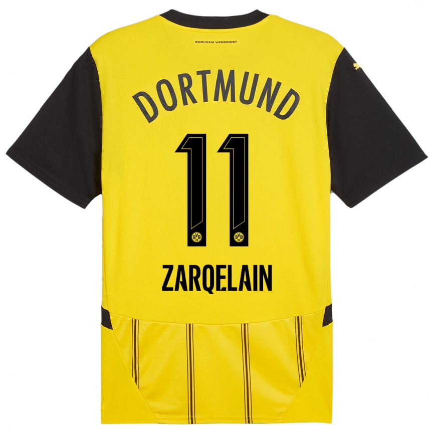 Kids Football Fadi Zarqelain #11 Yellow Black Home Jersey 2024/25 T-Shirt Australia