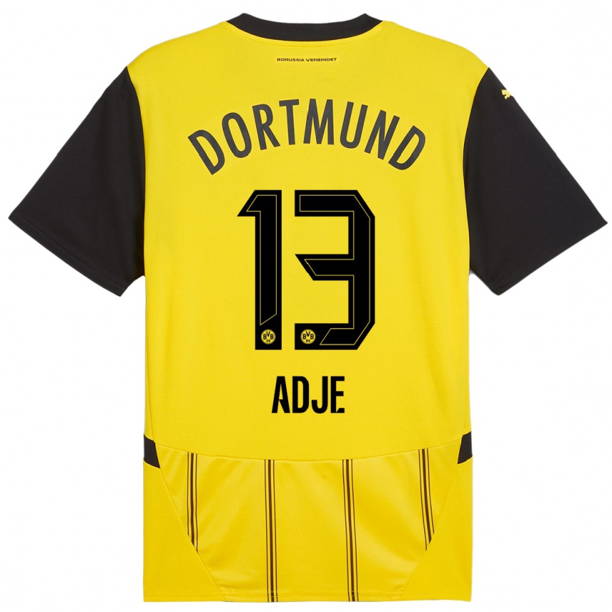 Kids Football Miguel Adje #13 Yellow Black Home Jersey 2024/25 T-Shirt Australia