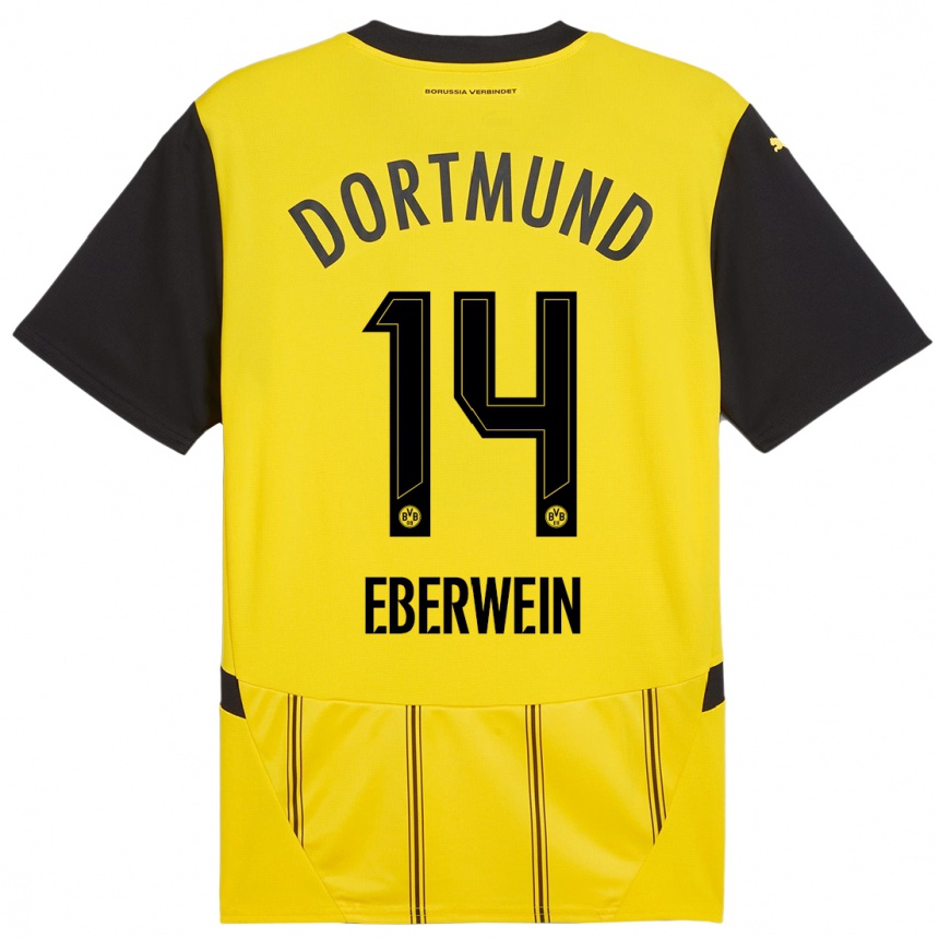 Kids Football Michael Eberwein #14 Yellow Black Home Jersey 2024/25 T-Shirt Australia