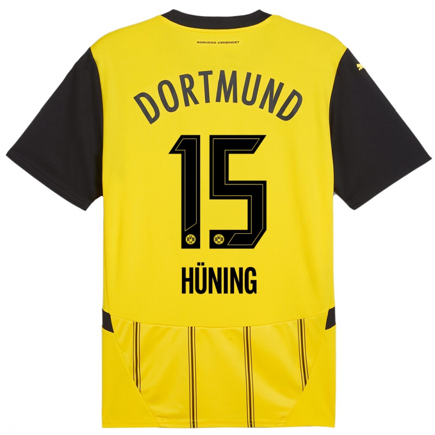 Kids Football Ben Hüning #15 Yellow Black Home Jersey 2024/25 T-Shirt Australia