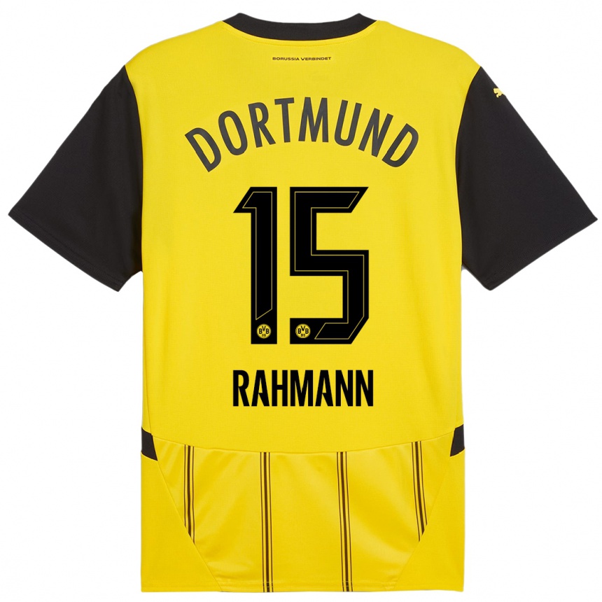 Kids Football Luke Rahmann #15 Yellow Black Home Jersey 2024/25 T-Shirt Australia