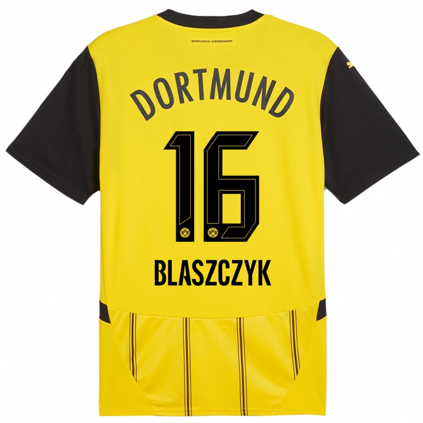 Kids Football Oliwer Blaszczyk #16 Yellow Black Home Jersey 2024/25 T-Shirt Australia