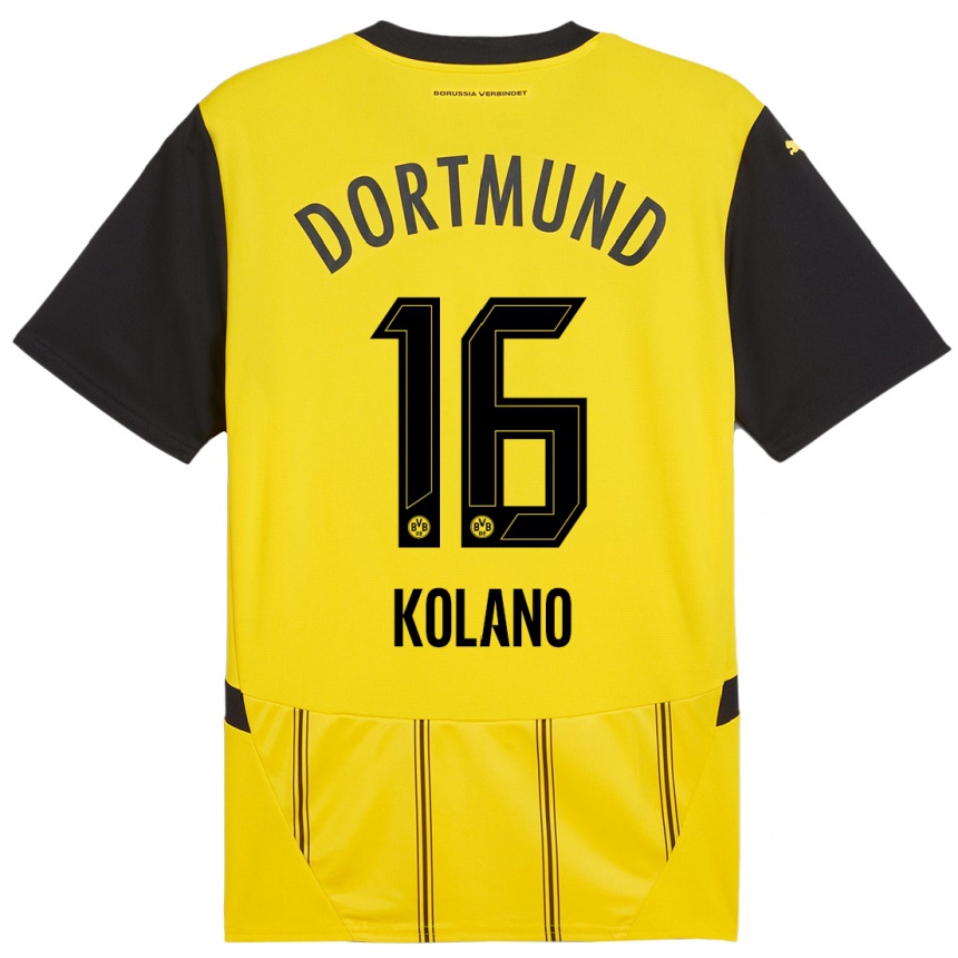 Kids Football Damian Kolano #16 Yellow Black Home Jersey 2024/25 T-Shirt Australia