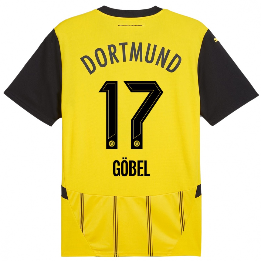 Kids Football Patrick Göbel #17 Yellow Black Home Jersey 2024/25 T-Shirt Australia