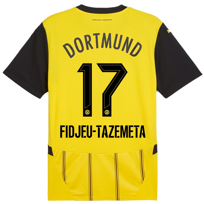 Kids Football Thierry Fidjeu-Tazemeta #17 Yellow Black Home Jersey 2024/25 T-Shirt Australia