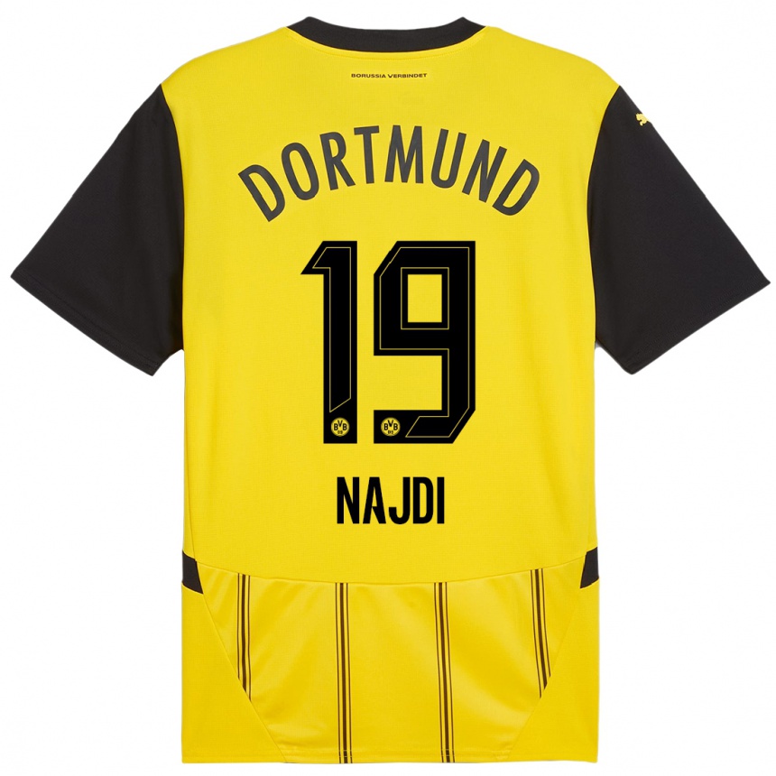 Kids Football Ahmad Najdi #19 Yellow Black Home Jersey 2024/25 T-Shirt Australia