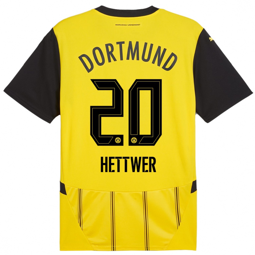 Kids Football Julian Hettwer #20 Yellow Black Home Jersey 2024/25 T-Shirt Australia