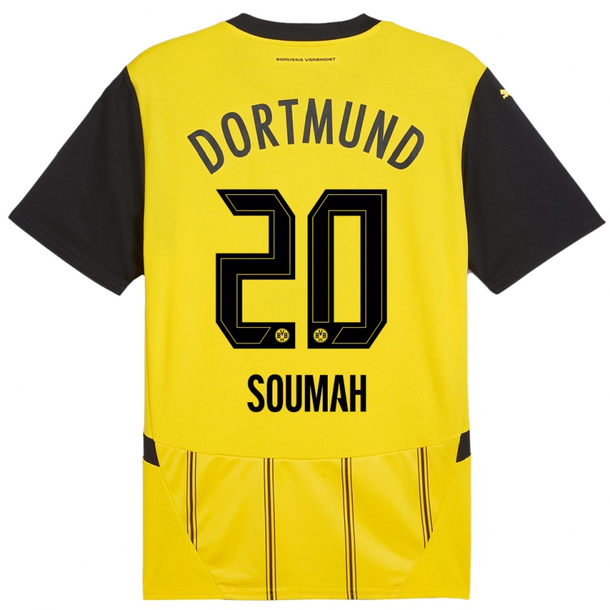 Kids Football Moussa Soumah #20 Yellow Black Home Jersey 2024/25 T-Shirt Australia