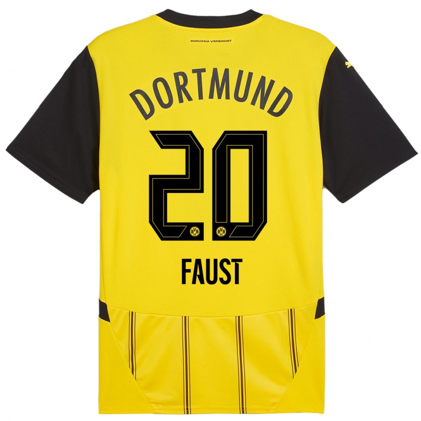 Kids Football Tom Faust #20 Yellow Black Home Jersey 2024/25 T-Shirt Australia