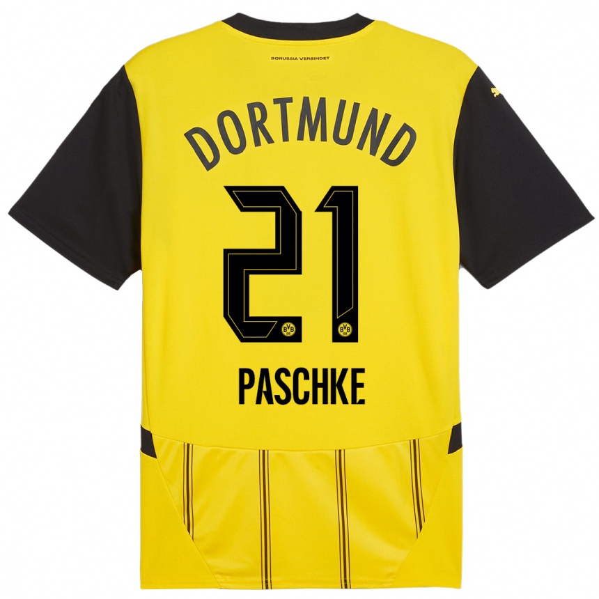 Kids Football Felix Paschke #21 Yellow Black Home Jersey 2024/25 T-Shirt Australia