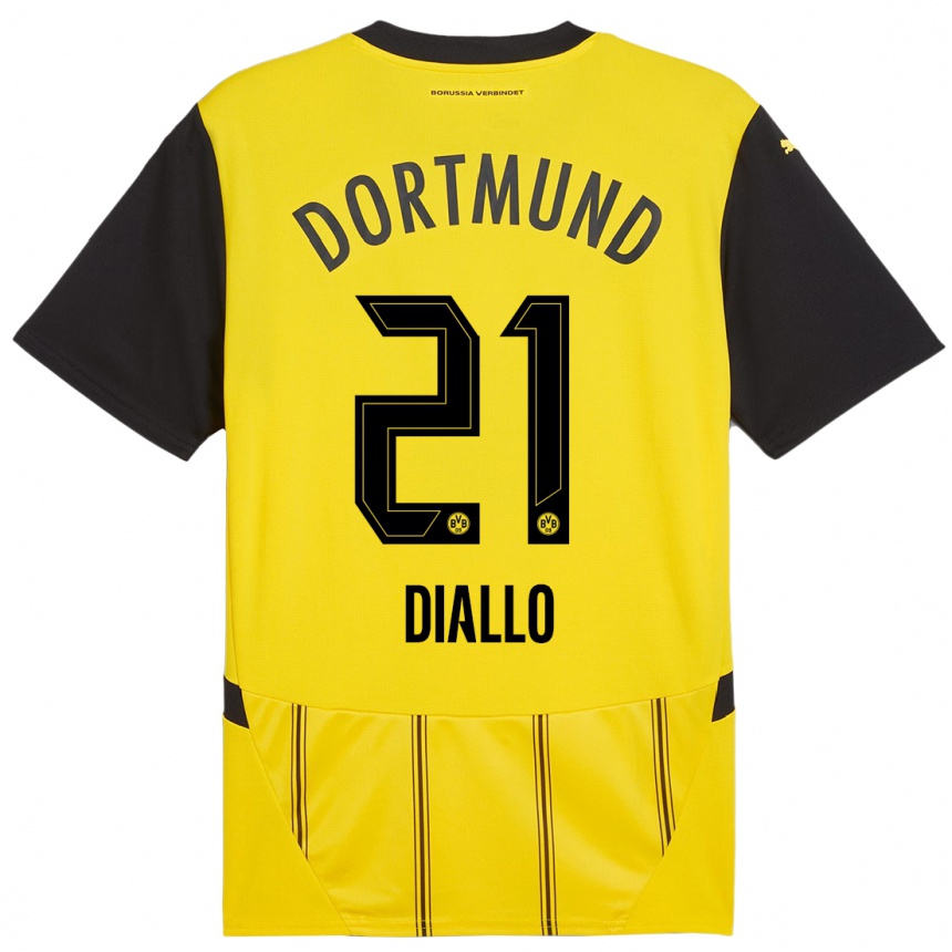 Kids Football Ousmane Diallo #21 Yellow Black Home Jersey 2024/25 T-Shirt Australia