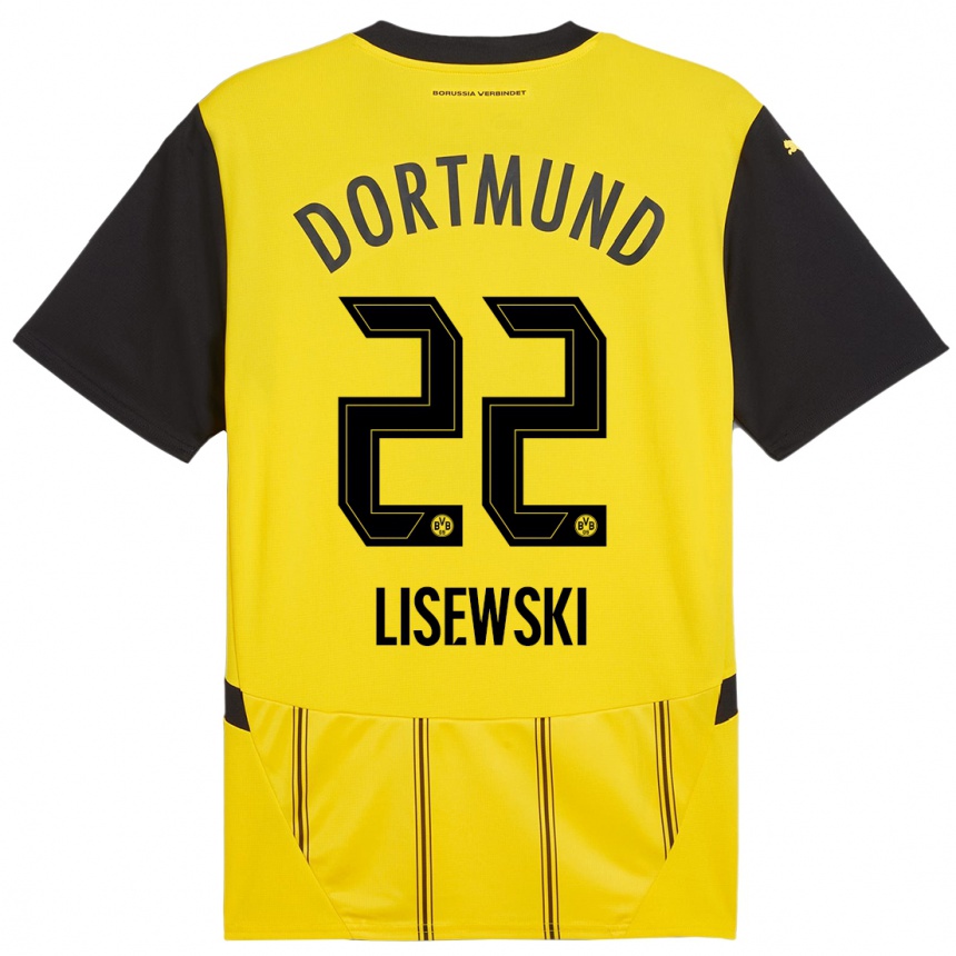 Kids Football Robin Lisewski #22 Yellow Black Home Jersey 2024/25 T-Shirt Australia