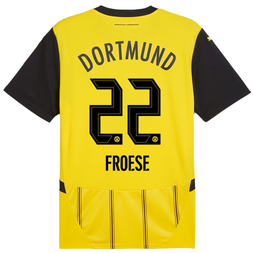 Kids Football Julien Froese #22 Yellow Black Home Jersey 2024/25 T-Shirt Australia