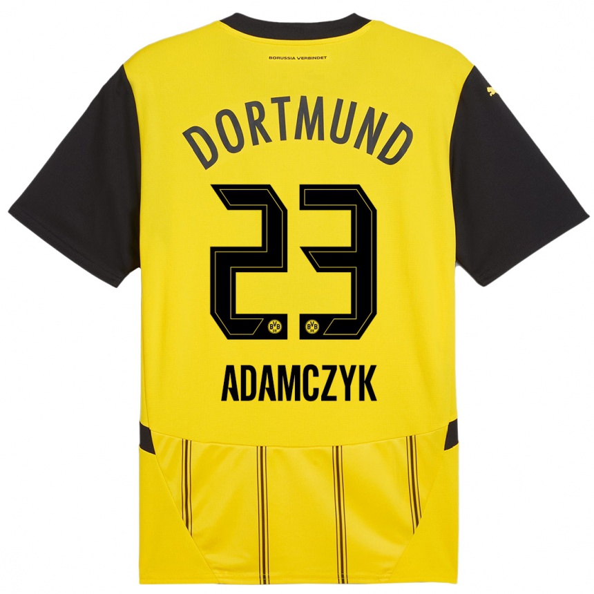 Kids Football Nico Adamczyk #23 Yellow Black Home Jersey 2024/25 T-Shirt Australia