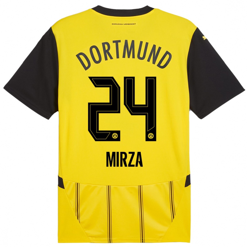 Kids Football Marwan-Omir Mirza #24 Yellow Black Home Jersey 2024/25 T-Shirt Australia