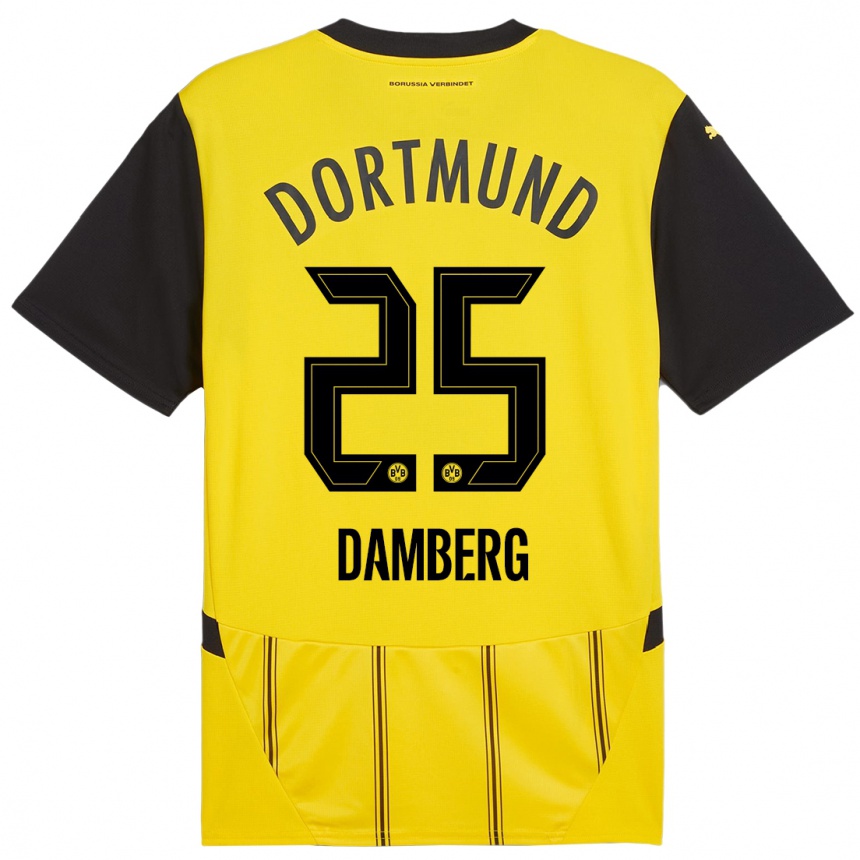 Kids Football Niclas Damberg #25 Yellow Black Home Jersey 2024/25 T-Shirt Australia