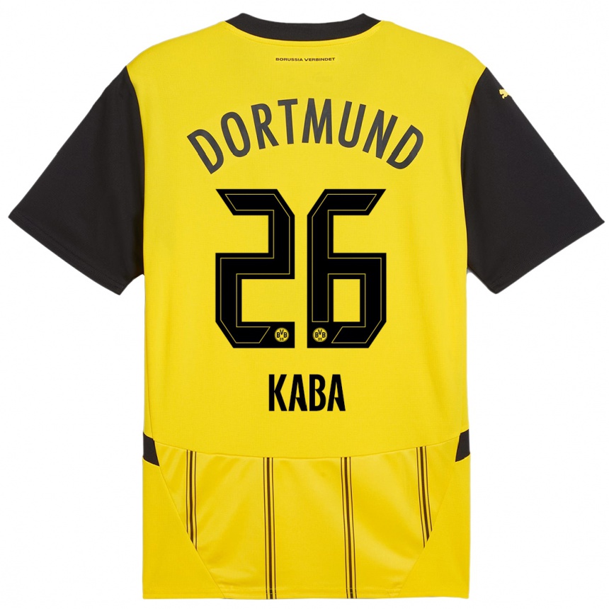 Kids Football Mussa Kaba #26 Yellow Black Home Jersey 2024/25 T-Shirt Australia