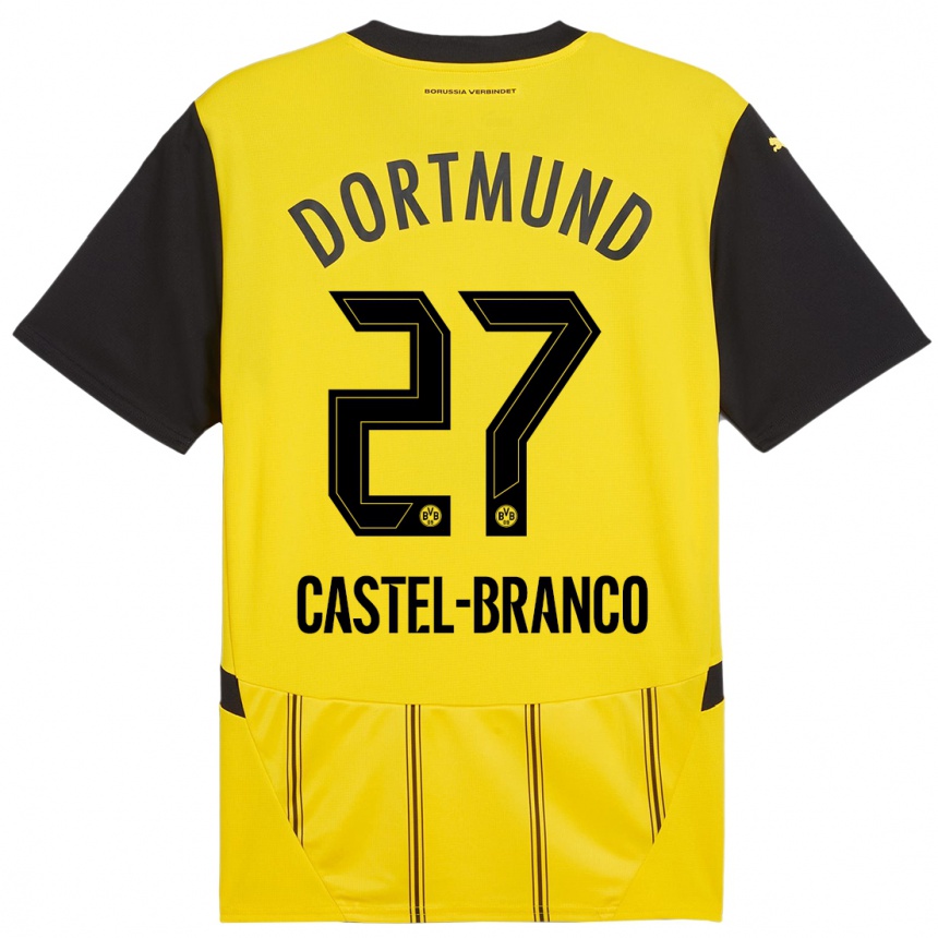 Kids Football Diego Castel-Branco #27 Yellow Black Home Jersey 2024/25 T-Shirt Australia