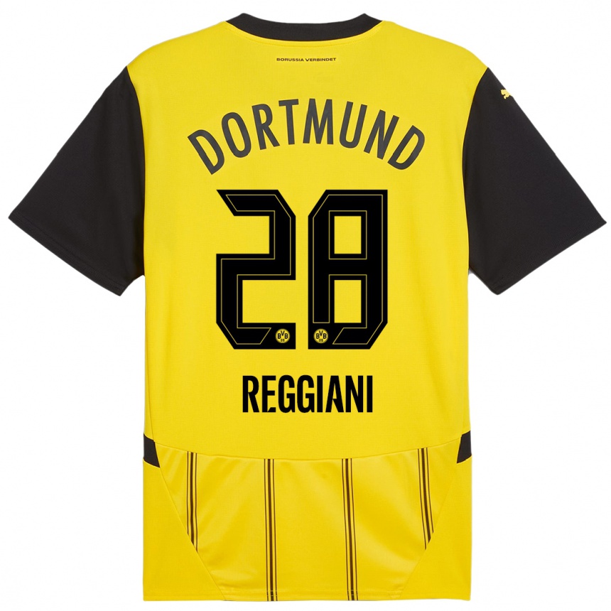 Kids Football Luca Reggiani #28 Yellow Black Home Jersey 2024/25 T-Shirt Australia