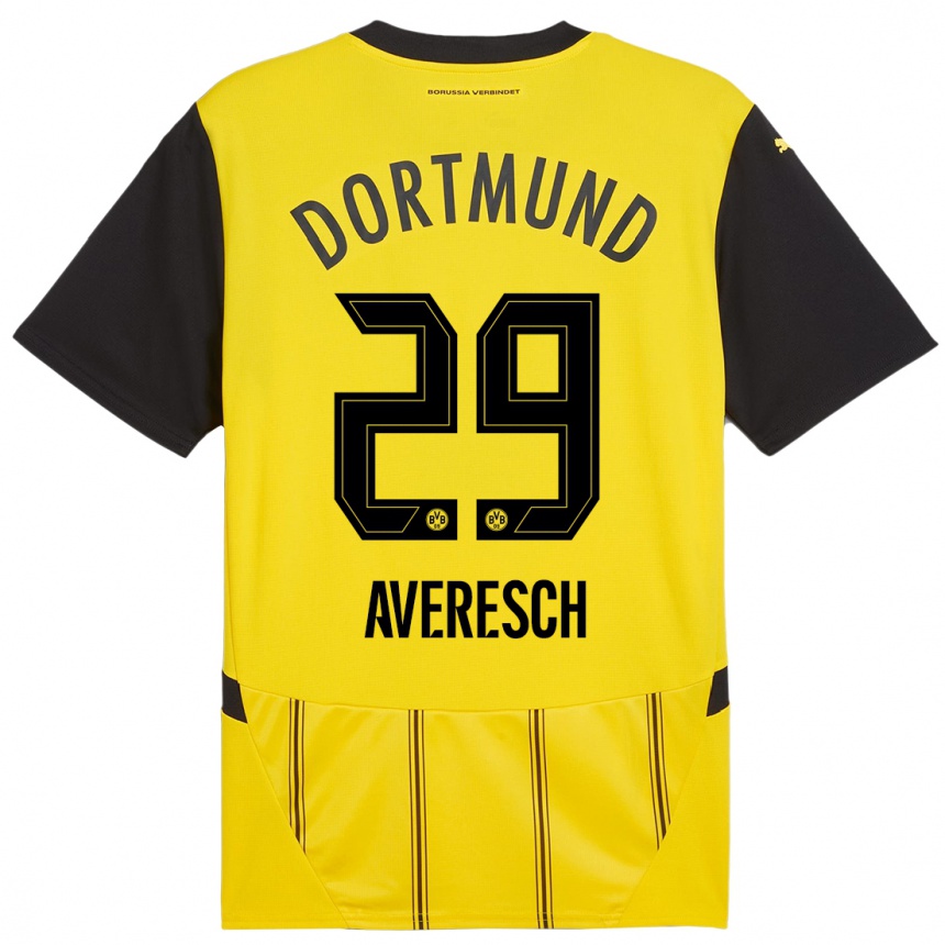 Kids Football Noah Averesch #29 Yellow Black Home Jersey 2024/25 T-Shirt Australia