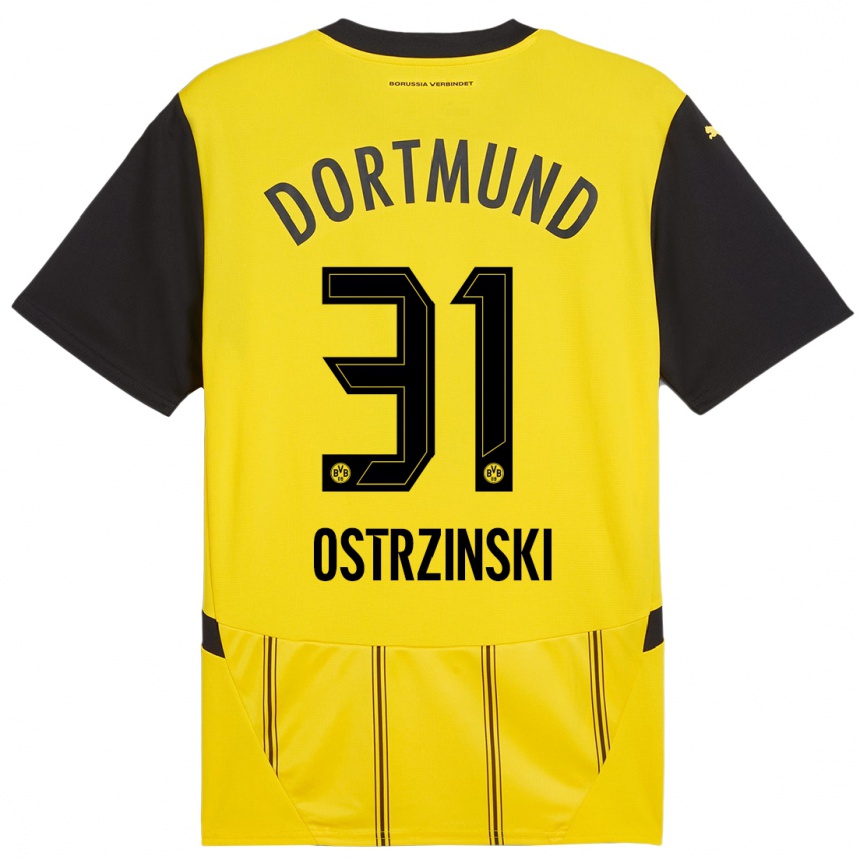 Kids Football Silas Ostrzinski #31 Yellow Black Home Jersey 2024/25 T-Shirt Australia