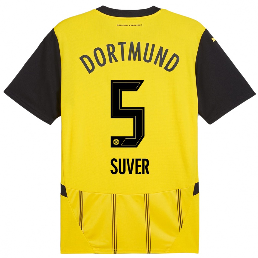 Kids Football Mario Suver #5 Yellow Black Home Jersey 2024/25 T-Shirt Australia