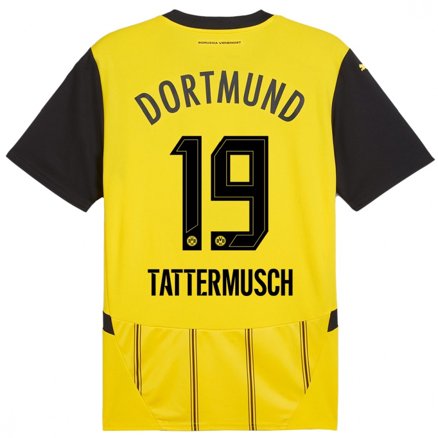 Kids Football Ted Tattermusch #19 Yellow Black Home Jersey 2024/25 T-Shirt Australia