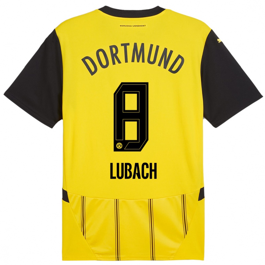 Kids Football Rafael Lubach #8 Yellow Black Home Jersey 2024/25 T-Shirt Australia