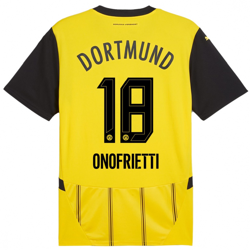 Kids Football Vincenzo Onofrietti #18 Yellow Black Home Jersey 2024/25 T-Shirt Australia