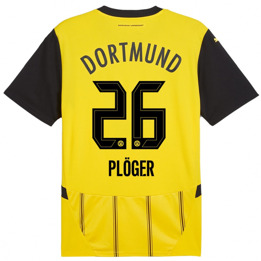 Kids Football Dustin Plöger #26 Yellow Black Home Jersey 2024/25 T-Shirt Australia