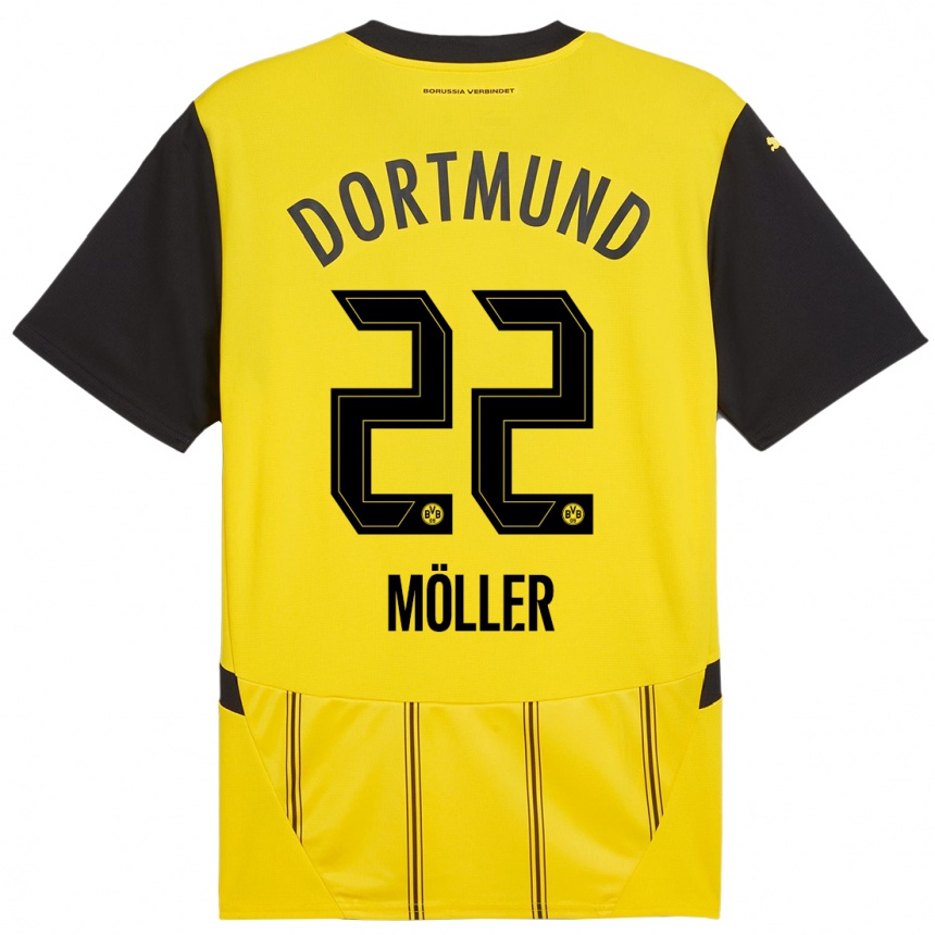 Kids Football Paul Möller #22 Yellow Black Home Jersey 2024/25 T-Shirt Australia