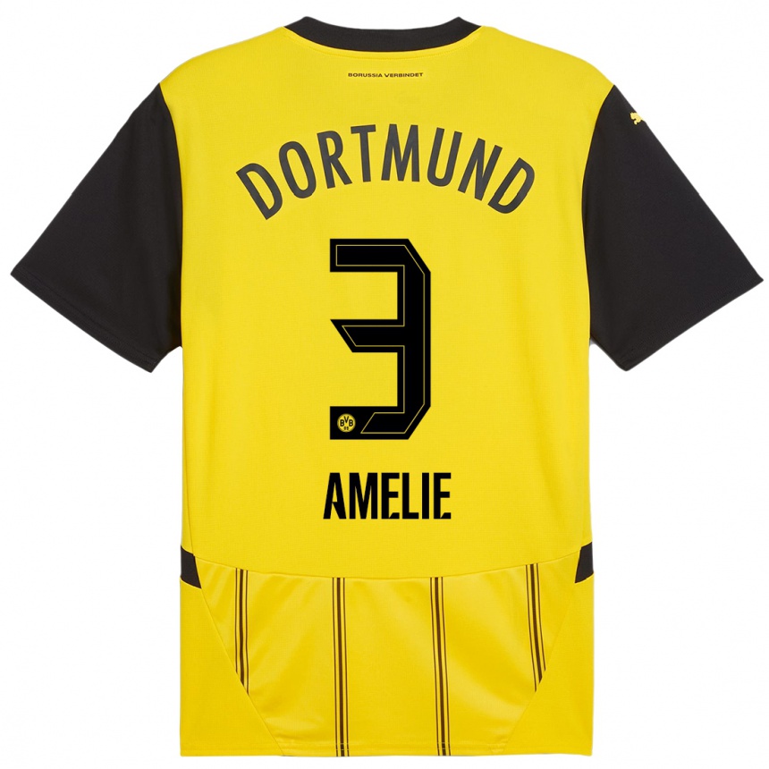 Kids Football Berger Amelie #3 Yellow Black Home Jersey 2024/25 T-Shirt Australia