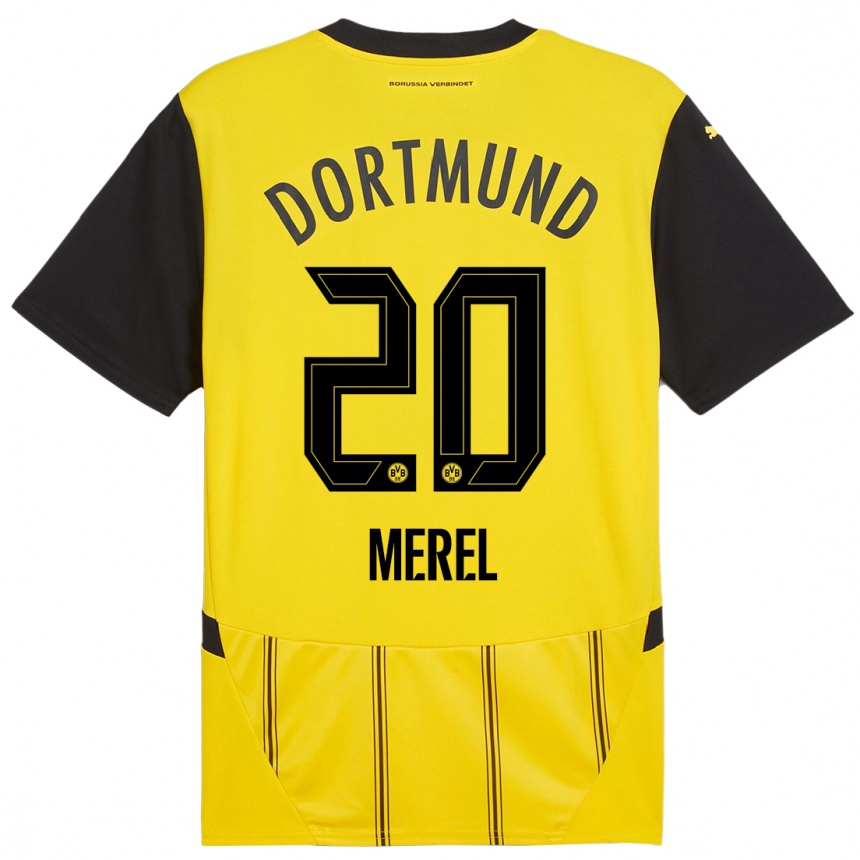 Kids Football Freriks Merel #20 Yellow Black Home Jersey 2024/25 T-Shirt Australia