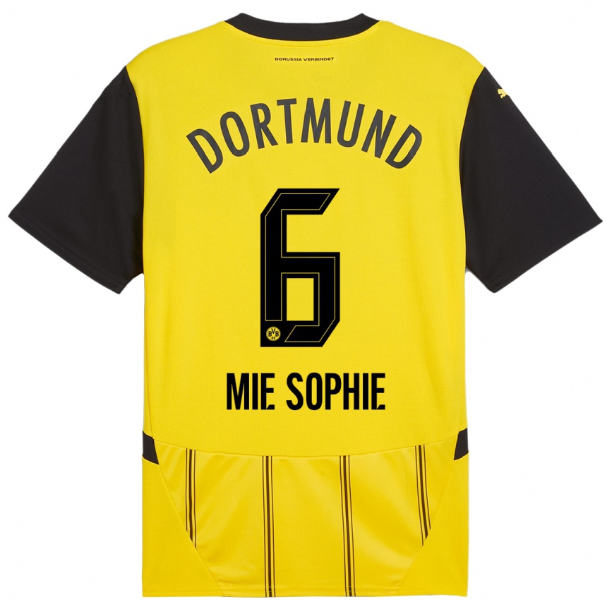 Kids Football Sando Mie Sophie #6 Yellow Black Home Jersey 2024/25 T-Shirt Australia