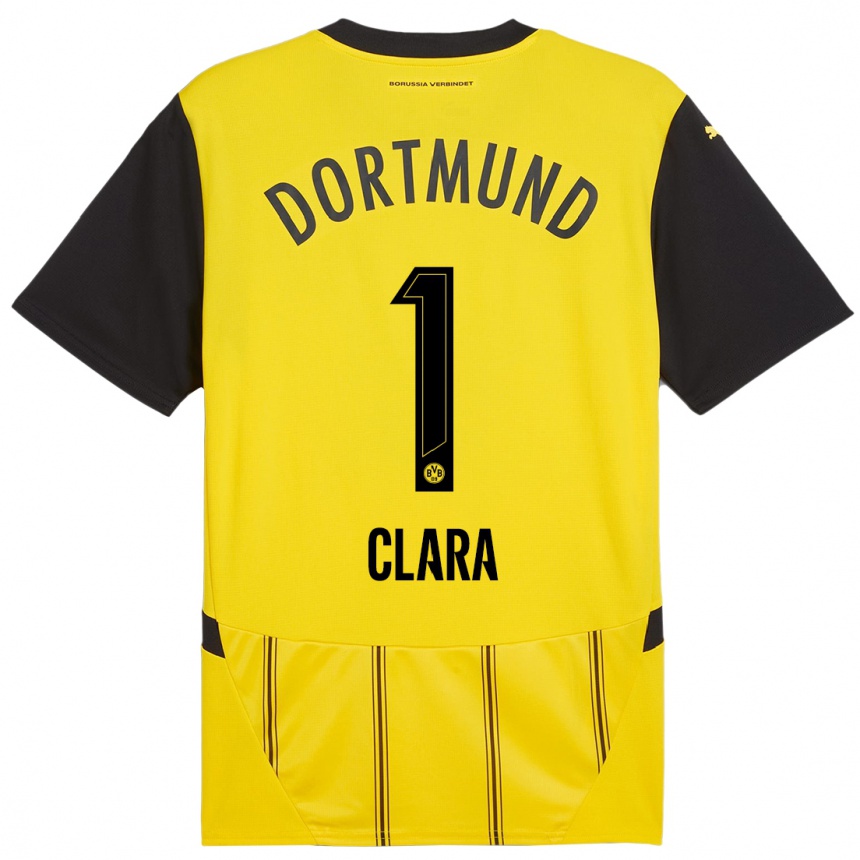 Kids Football Woltering Clara #1 Yellow Black Home Jersey 2024/25 T-Shirt Australia