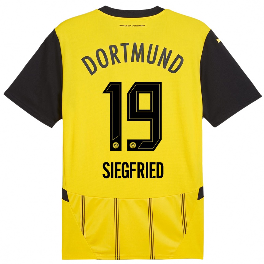 Kids Football Janz Siegfried #19 Yellow Black Home Jersey 2024/25 T-Shirt Australia