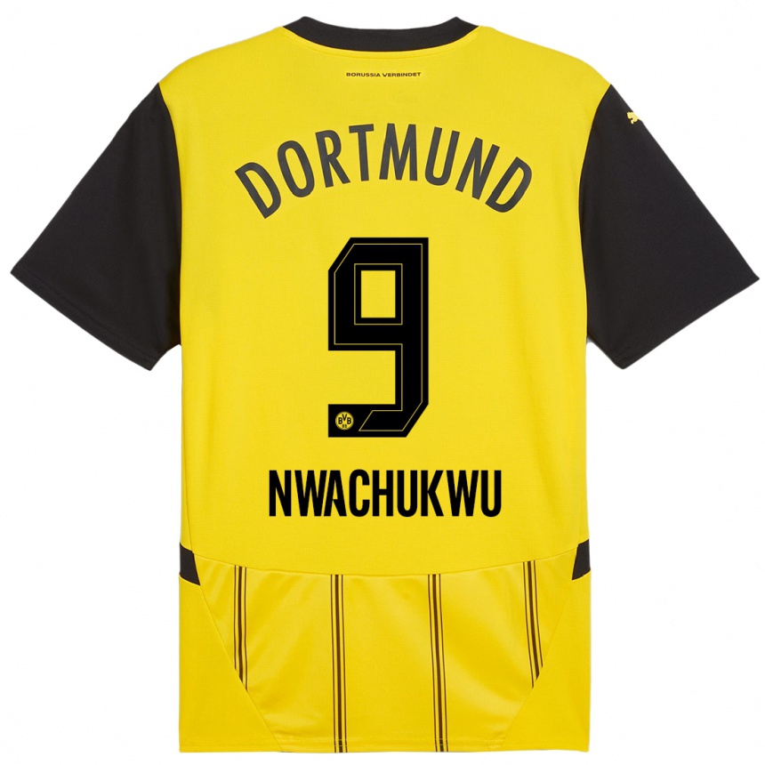 Kids Football Isaak Nwachukwu #9 Yellow Black Home Jersey 2024/25 T-Shirt Australia