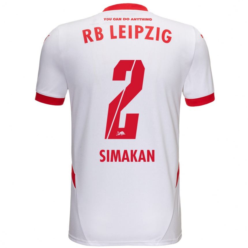 Kids Football Mohamed Simakan #2 White Red Home Jersey 2024/25 T-Shirt Australia