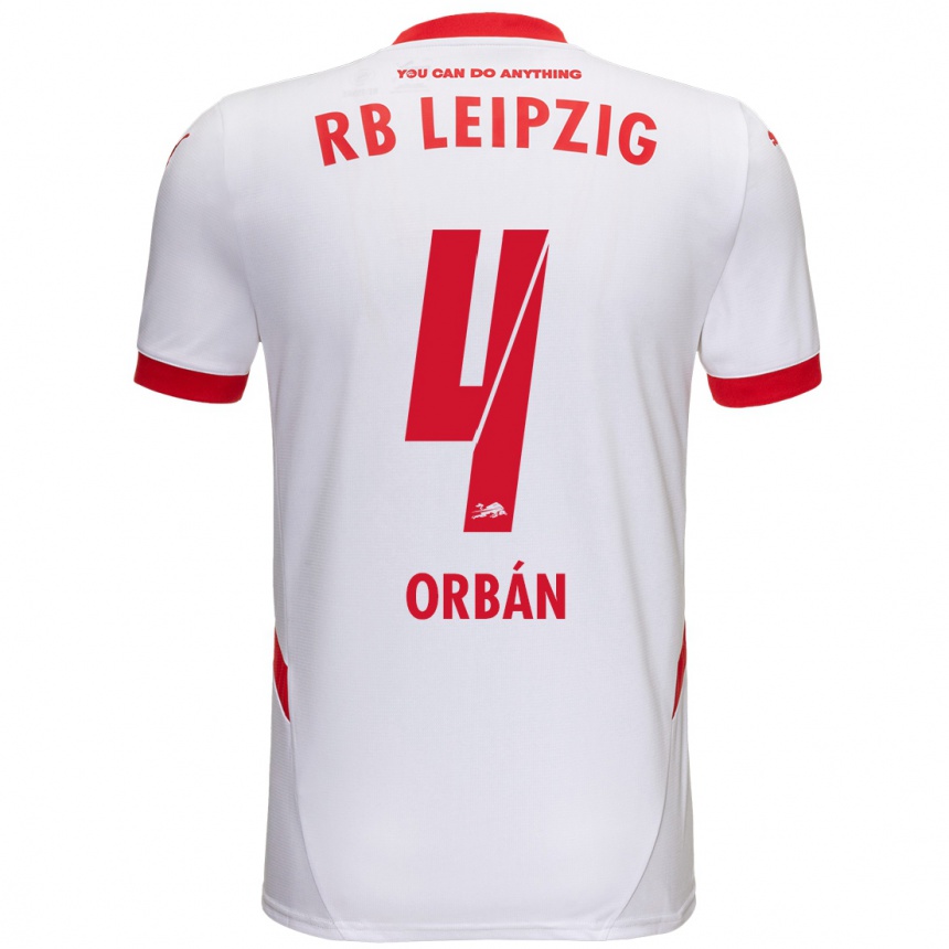 Kids Football Willi Orbán #4 White Red Home Jersey 2024/25 T-Shirt Australia