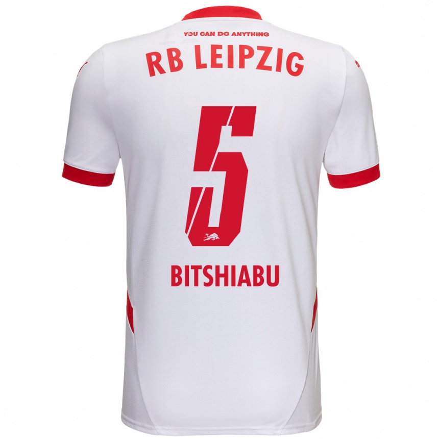 Kids Football El Chadaille Bitshiabu #5 White Red Home Jersey 2024/25 T-Shirt Australia