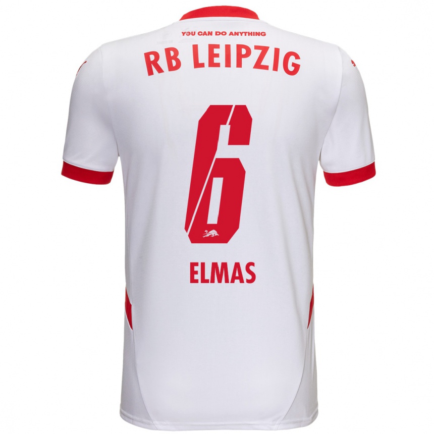 Kids Football Eljif Elmas #6 White Red Home Jersey 2024/25 T-Shirt Australia