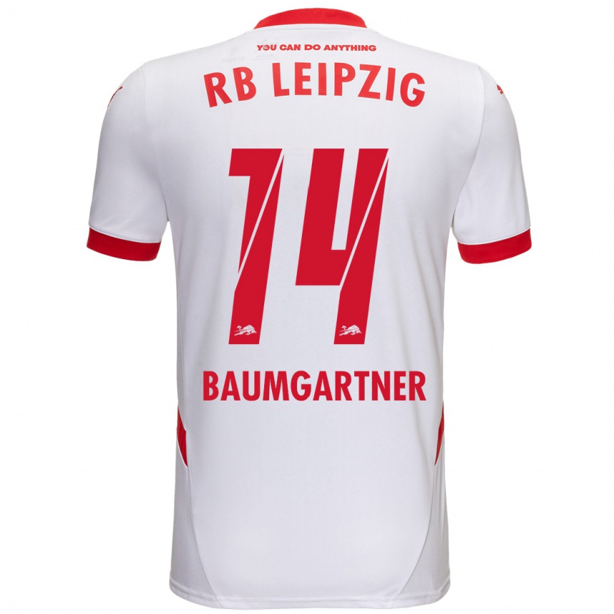 Kids Football Christoph Baumgartner #14 White Red Home Jersey 2024/25 T-Shirt Australia