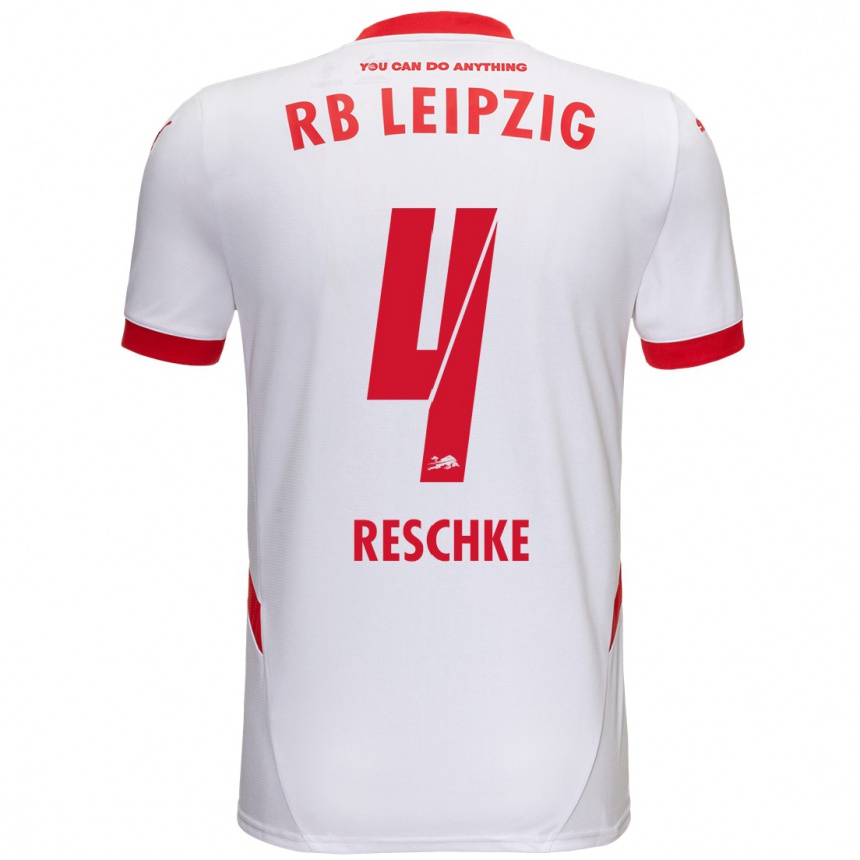 Kids Football Gianluca Reschke #4 White Red Home Jersey 2024/25 T-Shirt Australia