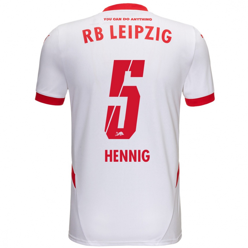 Kids Football Lenny Hennig #5 White Red Home Jersey 2024/25 T-Shirt Australia