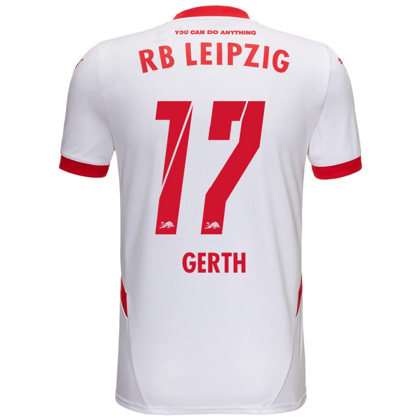 Kids Football Amos Gerth #17 White Red Home Jersey 2024/25 T-Shirt Australia