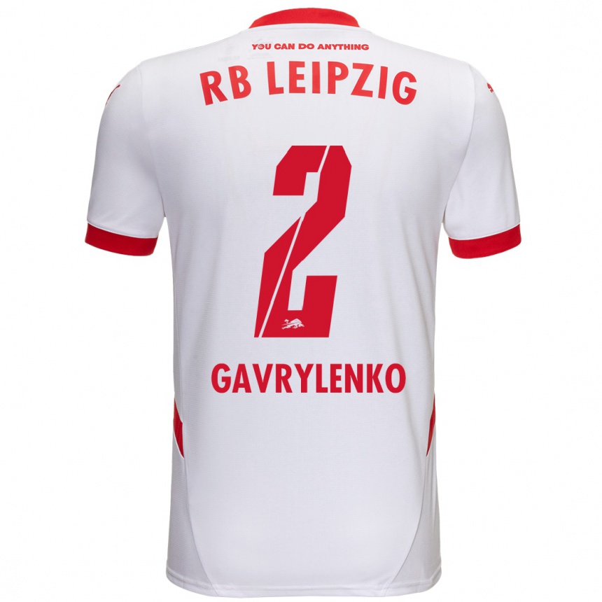 Kids Football Oleksandr Gavrylenko #2 White Red Home Jersey 2024/25 T-Shirt Australia