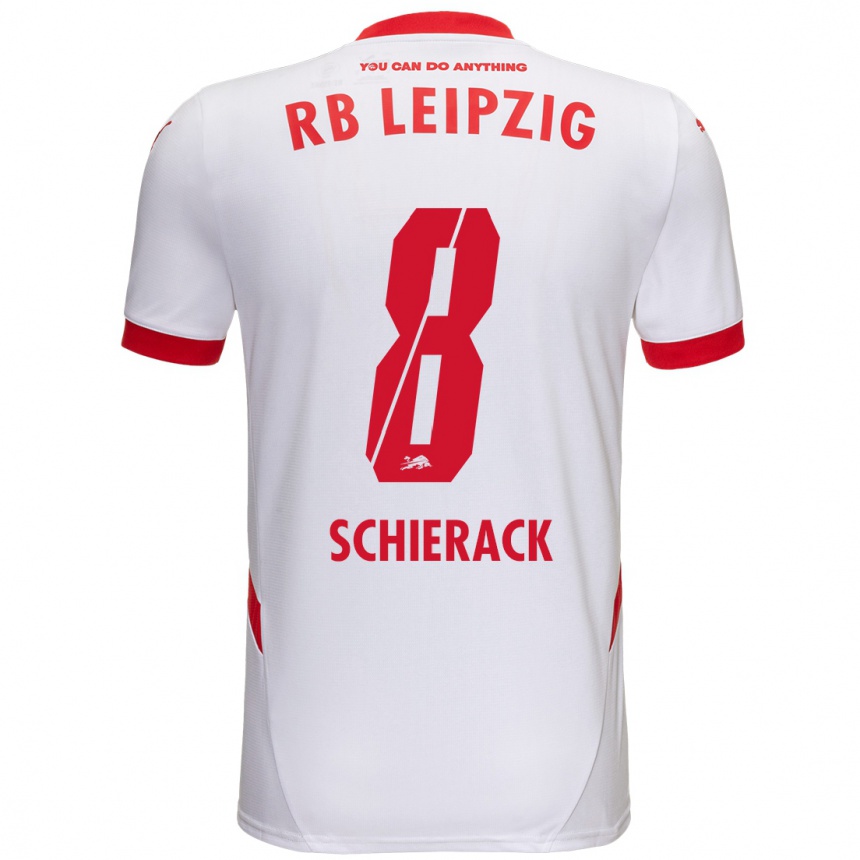 Kids Football Simon Schierack #8 White Red Home Jersey 2024/25 T-Shirt Australia