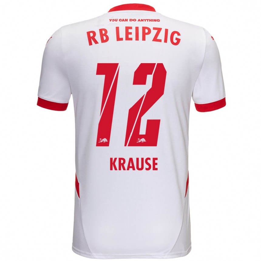 Kids Football Arno Krause #12 White Red Home Jersey 2024/25 T-Shirt Australia