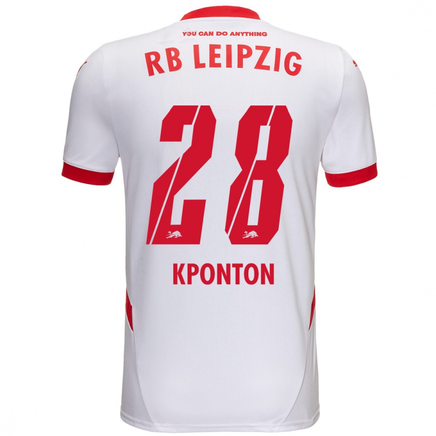 Kids Football Marwan Kponton #28 White Red Home Jersey 2024/25 T-Shirt Australia